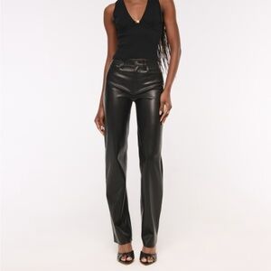 Abercrombie & Fitch Black Leather High-Rise Pants